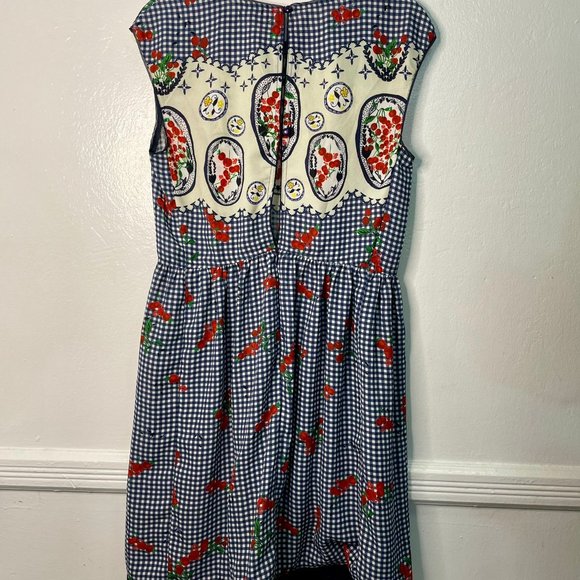 (ANTIX) Checkered Blue, White and Red Dress with Little Ants in Pattern - Picture 3 of 6